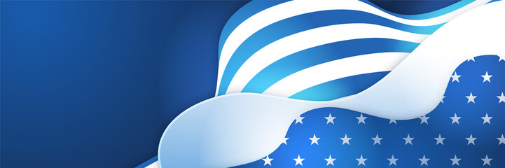 Happy 4th of July Independence day with USA blue banner background. Universal America banner. Memorial day in the united states - remember and honor banner background vector illustration