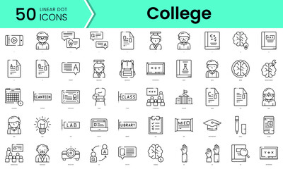 college Icons bundle. Linear dot style Icons. Vector illustration