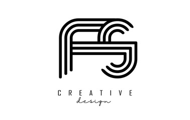 Black lines FS f s letters with monogram Logo Design.