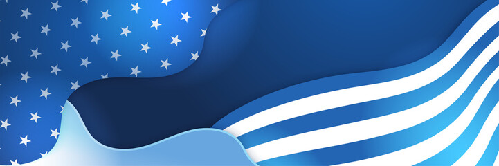 Happy 4th of July Independence day with USA blue banner background. Universal America banner. Memorial day in the united states - remember and honor banner background vector illustration