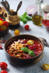 Spanish traditional tomato soup salmorejo