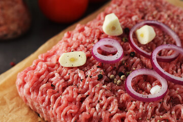 Minced pork in the process of cooking	