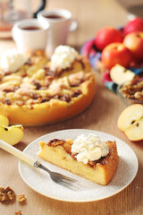 Apple pie with walnuts - typical autumn dish