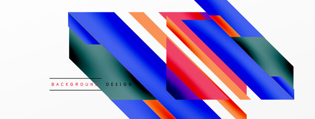 Minimal geometric abstract background. Dynamic 3d lines composition. Trendy techno business template for wallpaper, banner, background or landing