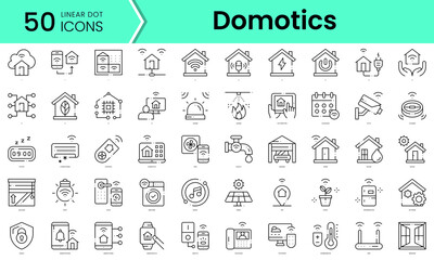 Fototapeta na wymiar domotics Icons bundle. Linear dot style Icons. Vector illustration