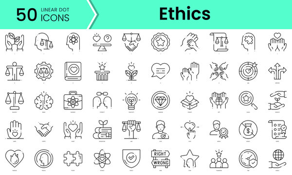 ethics Icons bundle. Linear dot style Icons. Vector illustration