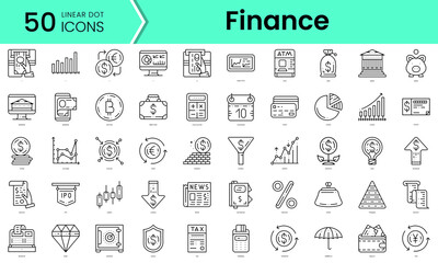 Fototapeta na wymiar finance Icons bundle. Linear dot style Icons. Vector illustration