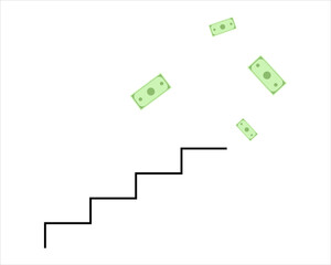 Money is at the top of the ladder. The concept of success, the path. Stairs up