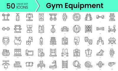 gym equipment Icons bundle. Linear dot style Icons. Vector illustration