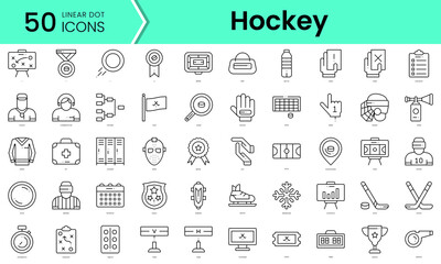 Fototapeta na wymiar hockey Icons bundle. Linear dot style Icons. Vector illustration