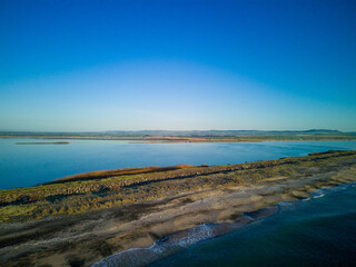 View from a height on the coast washed by the Black sky in Bulgaria