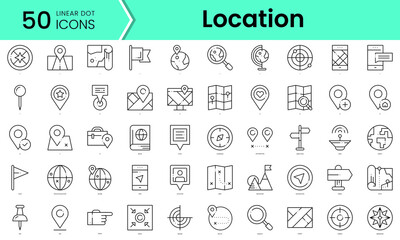 location Icons bundle. Linear dot style Icons. Vector illustration