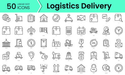 Fototapeta na wymiar logistics delivery Icons bundle. Linear dot style Icons. Vector illustration