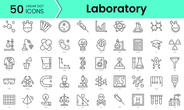 laboratory Icons bundle. Linear dot style Icons. Vector illustration