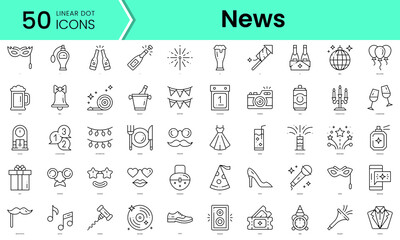 Fototapeta na wymiar new year Icons bundle. Linear dot style Icons. Vector illustration