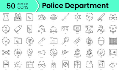 Fototapeta na wymiar police department Icons bundle. Linear dot style Icons. Vector illustration