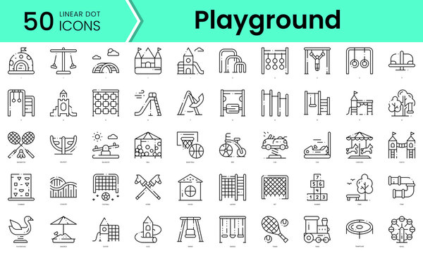 playground Icons bundle. Linear dot style Icons. Vector illustration
