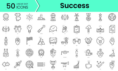 success Icons bundle. Linear dot style Icons. Vector illustration