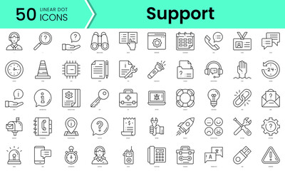 support Icons bundle. Linear dot style Icons. Vector illustration