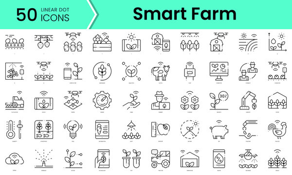 smart farm Icons bundle. Linear dot style Icons. Vector illustration