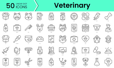 Fototapeta na wymiar veterinary Icons bundle. Linear dot style Icons. Vector illustration