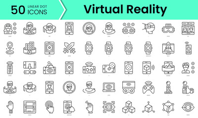 Fototapeta na wymiar virtual reality Icons bundle. Linear dot style Icons. Vector illustration