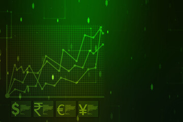 Business Growth graph on technology background, Futuristic raise arrow chart digital transformation abstract technology background. Big data and business growth currency stock and investment economy