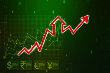 3d rendering business graph and documents. Stock market chart. Business graph background, Financial Background