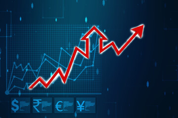 3d rendering business graph and documents. Stock market chart. Business graph background, Financial Background