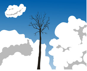 vector illustration of a desert landscape, trees, landscape. For the background.