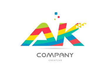 AK combination colorful alphabet letter logo icon design. Colored creative template design for company or business