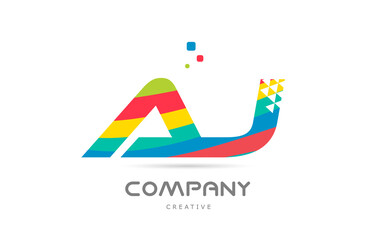 AJ combination colorful alphabet letter logo icon design. Colored creative template design for company or business