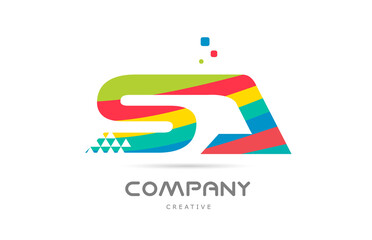 SB combination colorful alphabet letter logo icon design. Colored creative template design for company or business