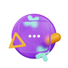 3d illustration ui icon glassmorphism icon chat icon 3d render memphis