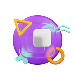 3d illustration ui icon glassmorphism icon overlay square 3d render memphis