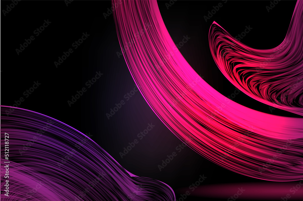 Fototapete abstract wave background. wallpaper with flowing smooth fractal lines on dark backdrop. elegant bann