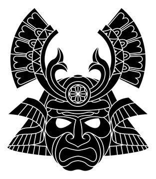 recommend clip art: Samurai Mask Japanese Warrior Helmet Illustration