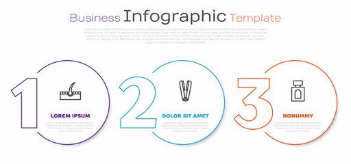 Set line Human hair follicle, Curling iron for and Aftershave. Business infographic template. Vector