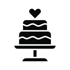 Stacked wedding cake dessert with heart topper color editable