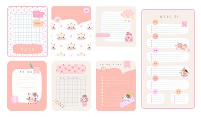 Memory sticker. Memo stick for write notes, notepad pages set. Sticky organizing elements with cute design, memories or diary nowaday vector pad kit - obrazy, fototapety, plakaty
