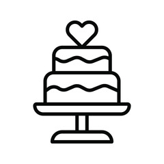 Stacked wedding cake dessert with heart topper color editable
