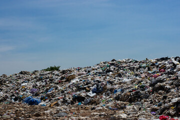 Garbage Mountain, a large pile of garbage from urban and industrial communities in developing countries. southeast asia
