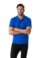 Fototapeta premium Man with arms folded on white