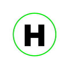H letter with green circle. H company name monogram.