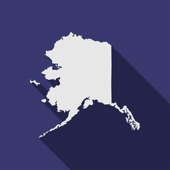 Alaska state map with long shadow