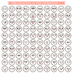 collection of emoji emoticons, face expression feelings collection illustration and vector