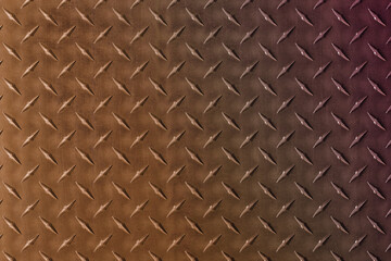 colorful iron plate with diamond texture, metal background.