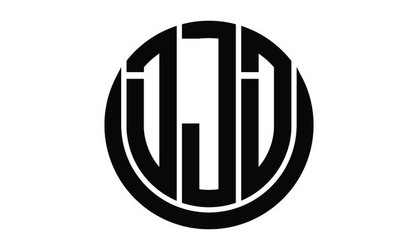 DJD shield in circle logo design vector template. letter mark, wordmark, monogram symbol on white background.	