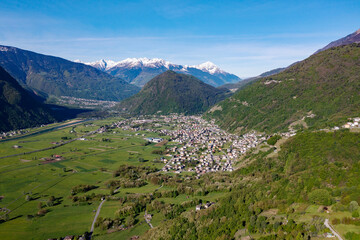 Fototapeta na wymiar aerial view of Ardenno in Valtellina, Italy