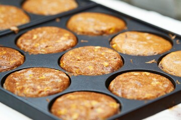 Close up of Thai dessert coconut macaroons, thai street food market